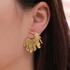 Stainless Steel Irregular Leaf Stud Earrings for Women Ladies Vacation Style Waterproof Drop Earrings Charm Jewelry Accessories