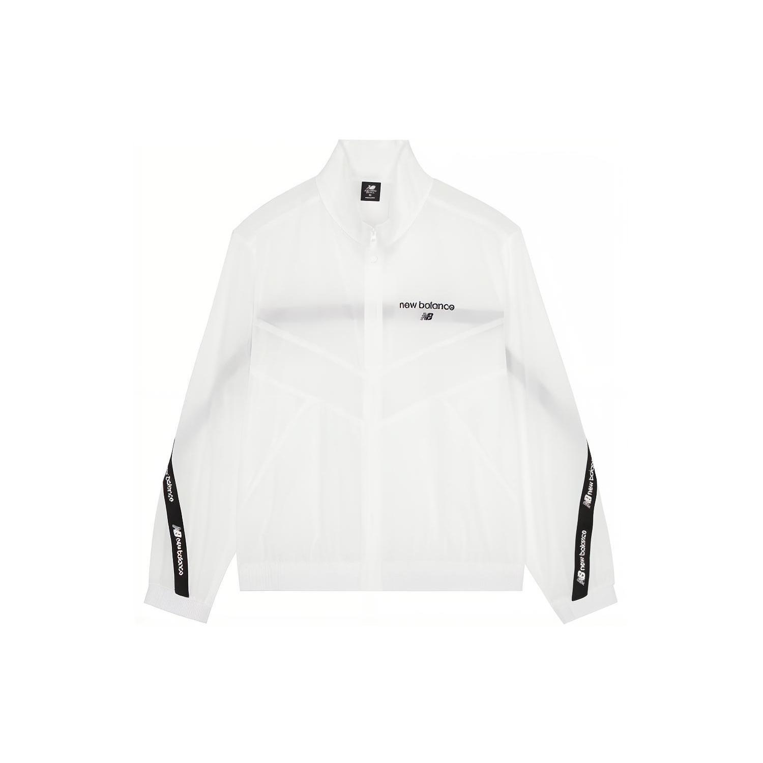New Balance Logo Full-Zip Woven Jacket Asia Sizing White Black Unisex AMJ22350-WT M
