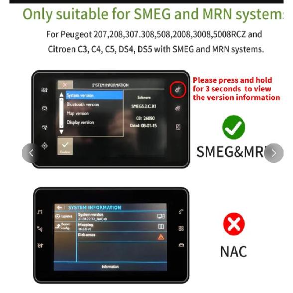 For Peugeot Citroen Wireless Carplay adapter Android Auto module SMEG 208 2008 308 508 3008 & C4 DS3 DS5 Support Reverse Camera