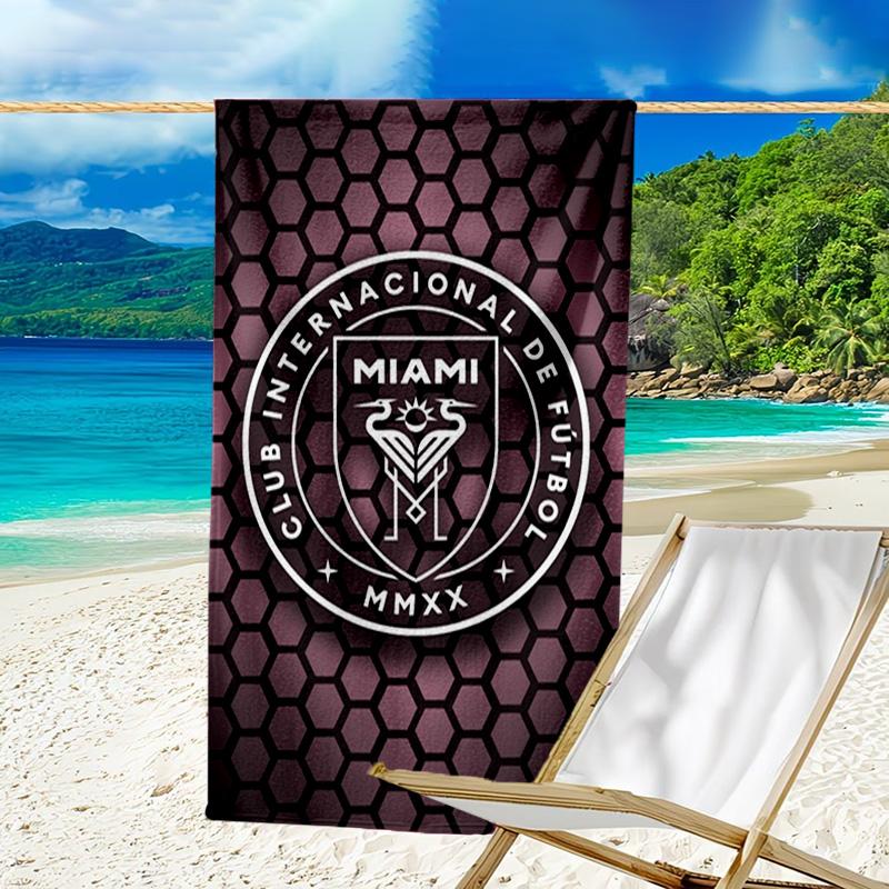 Inter Mi-ami Fc Emblem Printed Beach Towel, Super Soft Microfiber, Perfect Gift Birthday, for Pool, Beach, Travel, for family and friends