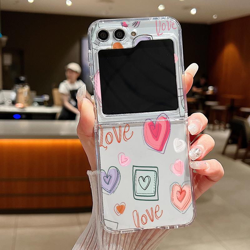 

Для Samsung Galaxy Z Flip6 Flip5 Flip4 Flip3 Love Heart противоударный мягкий Tpu 2 шт складной прозрачный чехол для телефона Samsung Z Flip6