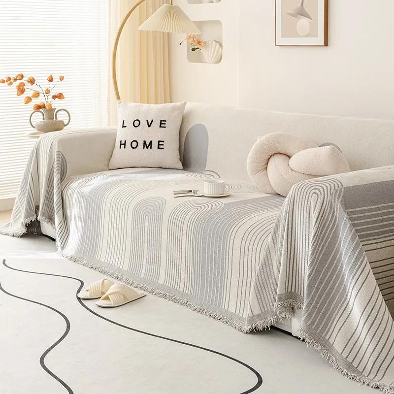 

1 шт. Joyfinity двухсторонний чехол для дивана из шенилла, домашний цветной тканый жаккард с геометрическими линиями, эластичный чехол для дивана 1seat 180x130cm серый