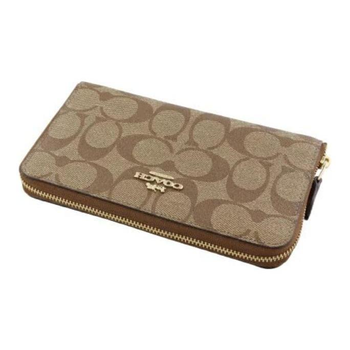 Coach Zip Around 17 Classic Monogram Coated Canvas Coin Purse ID Card Holder Wallet Women Wallet Khaki 88913-IME74