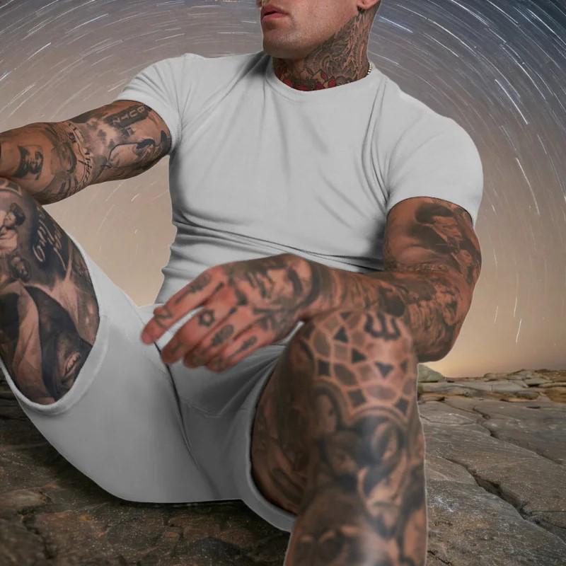 2026 Summer Street Style Men's Casual Plus Size Set - Short-Sleeved Shirt & Shorts