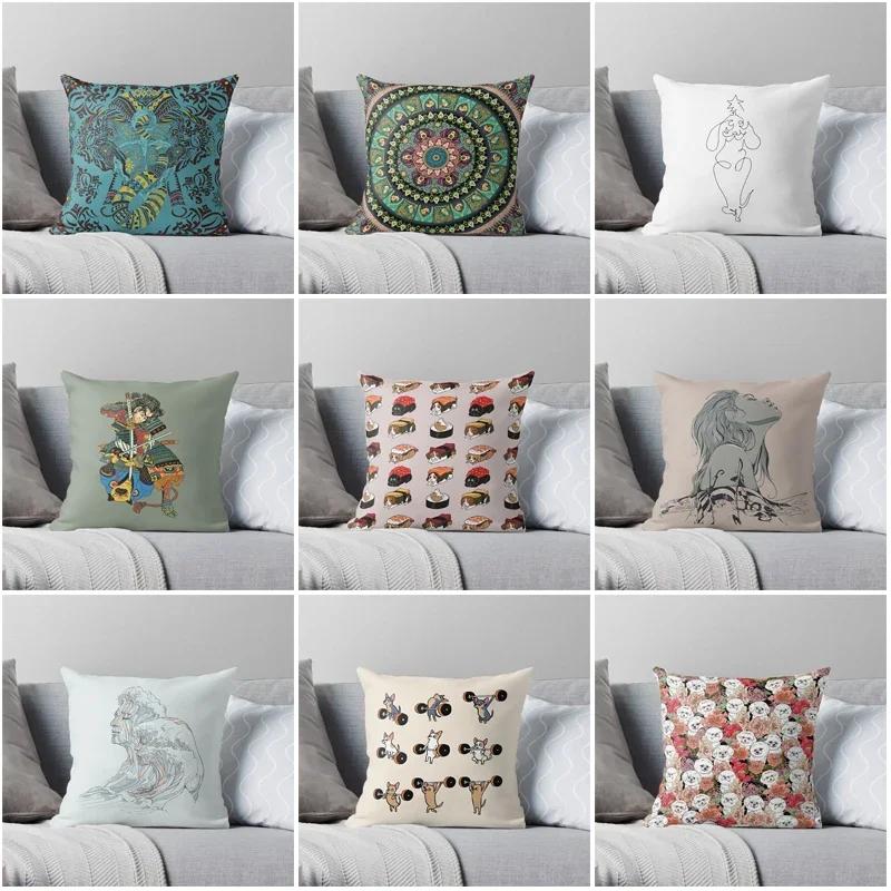 Nordic yellow gray geometric linen pillowcase sofa cushion cover home decoration can be customized for you 40x40 50x50 60x60