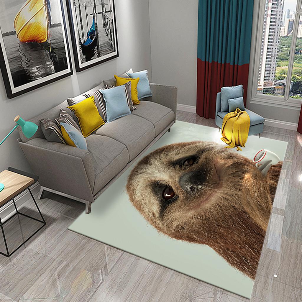 Cute Cartoon Sloth Carpet Lovely Animal Rugs Area Rug for Living Room Bedroom Dining Room Bathroom Door Entrance Non-Slip Mat