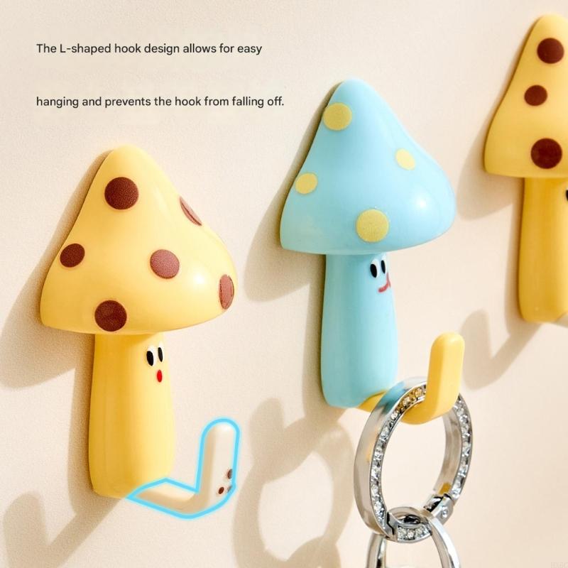Detachable Mushroom Hooks High Capacity Wall Hooks Creative Room Decoration Perfect for Hanging Towels Robes Curtains HX6C