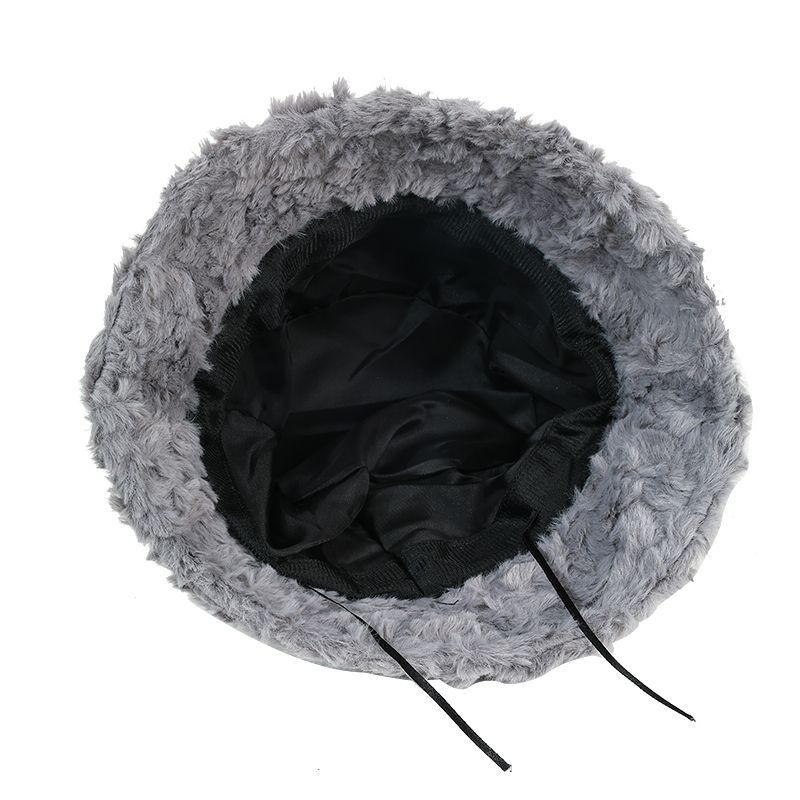 Winter Soft Wool Lamb Wool Pot Hat Solid Color Light Board Lamb Wool Bucket Hat Curly Wool Ear Protection Warm Hat