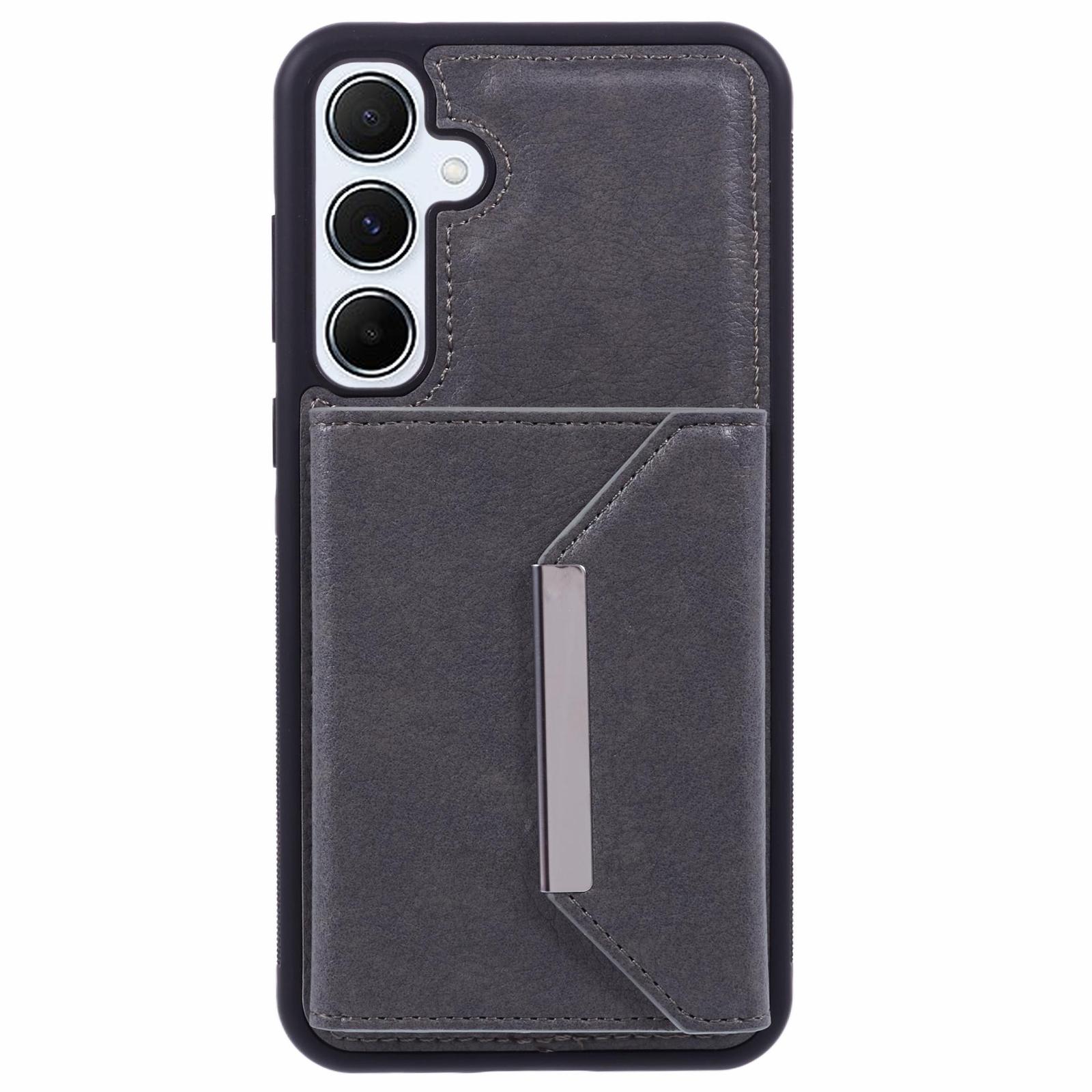 

For Samsung Galaxy A14 5G/A14 4G Kickstand Case PU+TPU Phone Cover Card Holder Grey