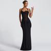 Elegant 2025 Ruched Backless Women's Long Dress with Hip-Wrap Design