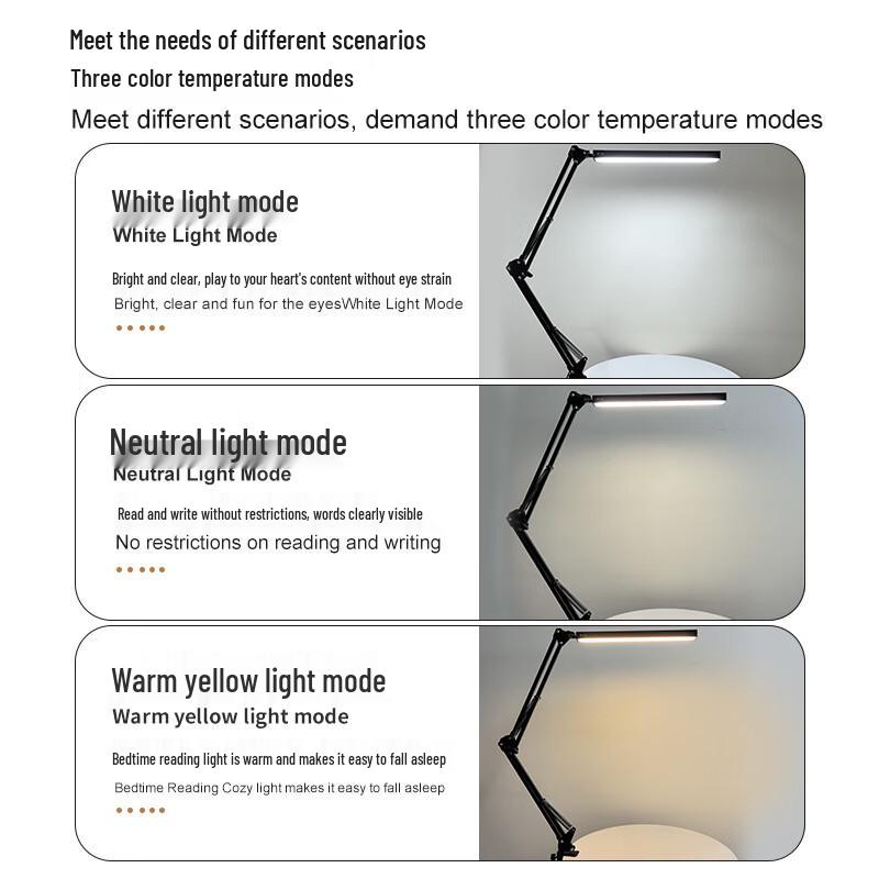 Oeny LED Long Arm Clip Desk Lamp