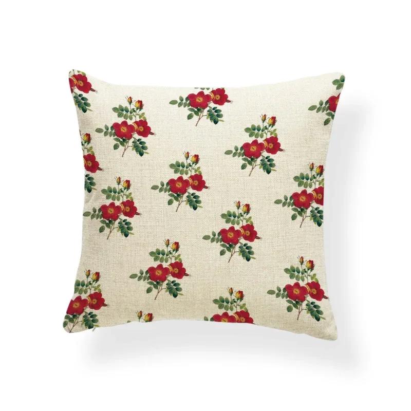 Schönes Pflanzenkissen-Set Blume Rose Orchidee Narzisse Wohnzimmer Schlafzimmer Dekoration Kissenbezug Leinen-Kissenbezug 45x45cm