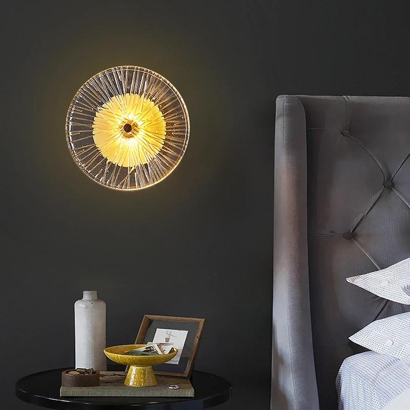 Nordic LED Round Wall Lamp Light Luxury Glass Ceiling Lights Combination for Living Room TV Background Bedside Corridor Aisle