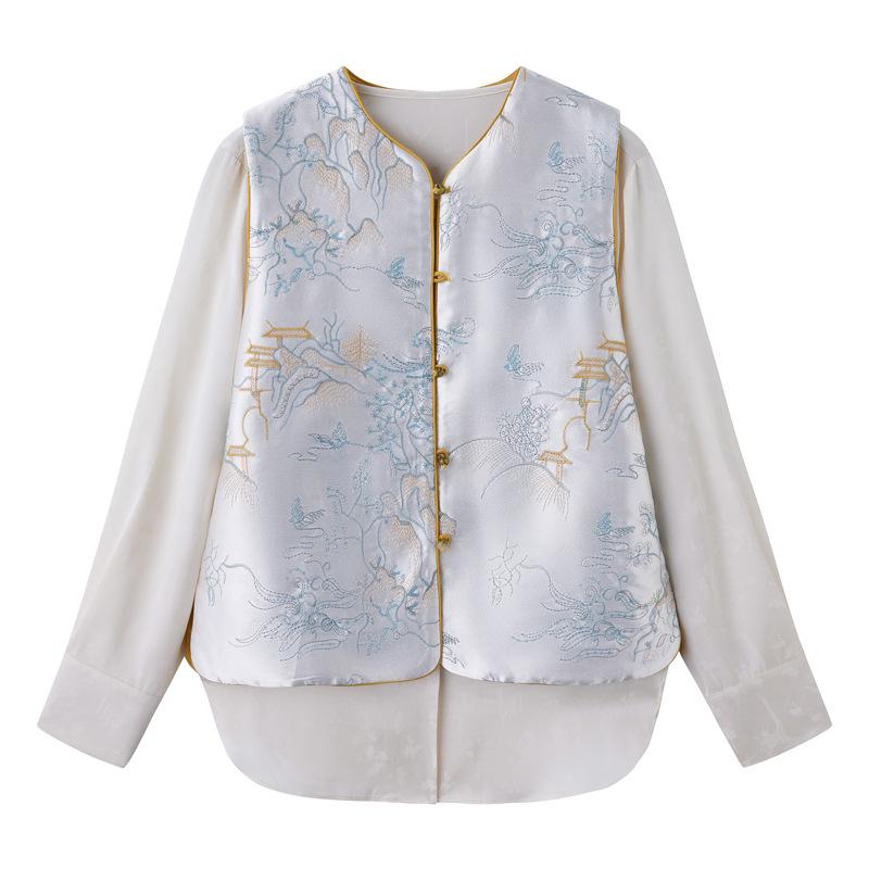 2025 Spring Embroidered Reversible Jacket Vest - New Chinese National Style, High-End Outerwear (WW2507)