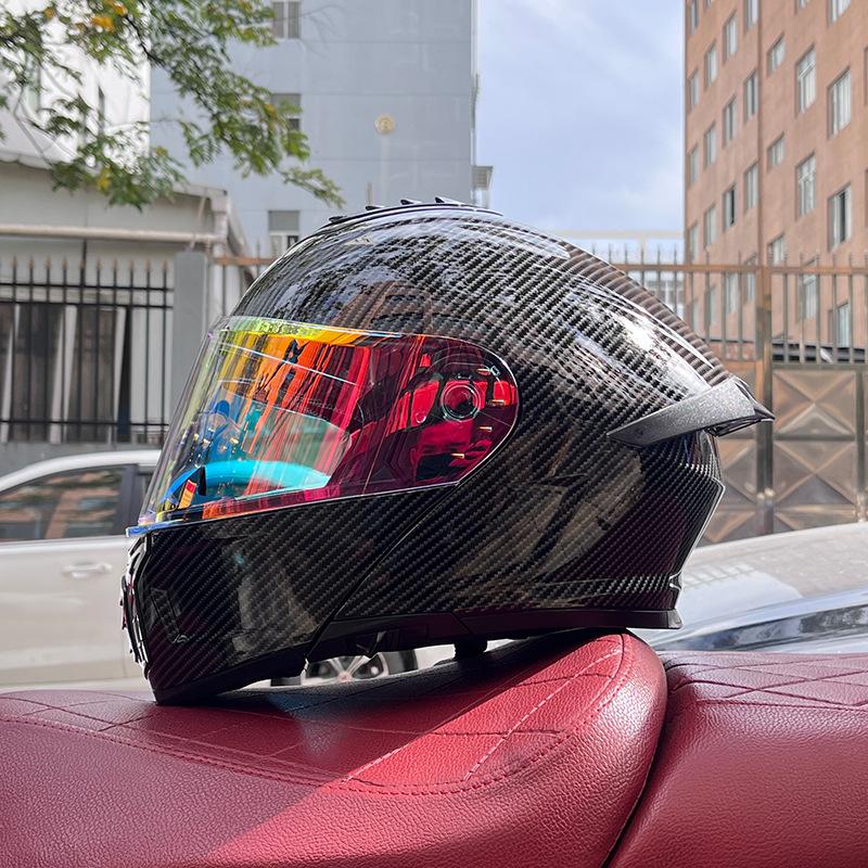 Electric vehicle helmet men's and women's face-opening helmet summer double mirror tail semi-full cover type personalized four-season Bluetooth couple