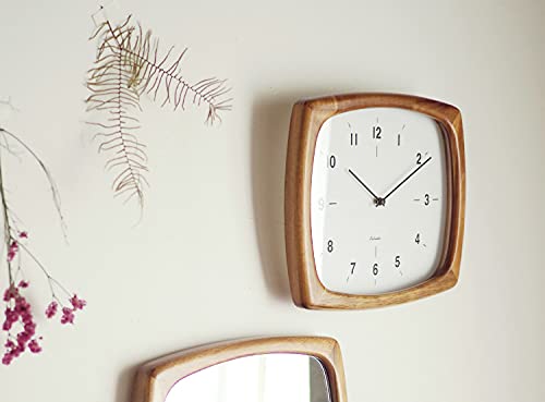Interform Nifer CL-3355LB Brown Wood Square Radio-Controlled Wall Clock, 33cm Wide X 26cm High X 5cm Deep