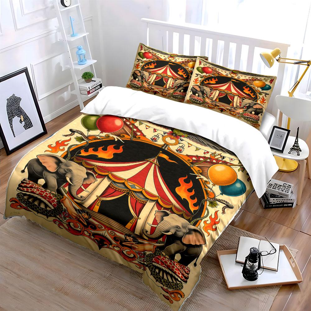 Circus tent with elephants. Bedding sets Duvet cover sets Duvet covers Pillowcases(1* Duvet Cover 2* Pillowcases without duvet insert)