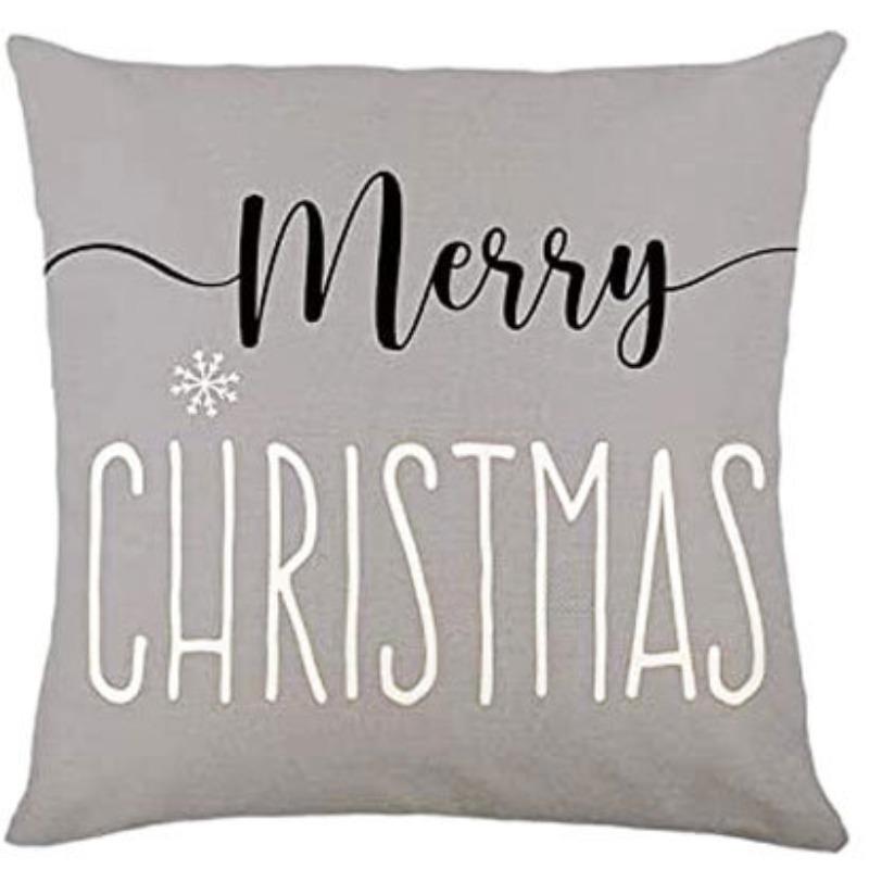 Christmas Pillow Cover Linen Printed Home Sofa Cushion Cover Living Room Bedroom Pillow Cover