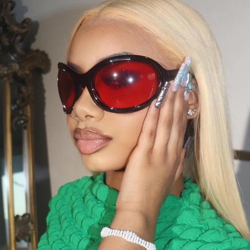 Fashion Y2K Punk Cool Women's Eye Sunglasses New Oval Oversized Glasses Suitable for Street Trends Po Wear Accessories
