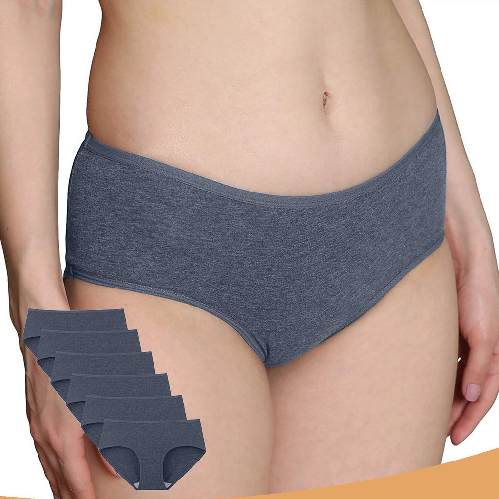 6 Pack Women's Cotton Blend Bikini Panties Seamless Stretch Underwear Soft Breathable Fabric Full Coverage Comfortable Fit