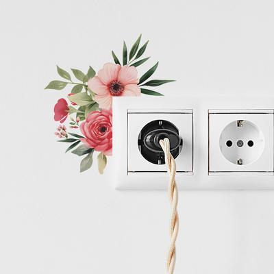 Adesivo Interruttore Foglia di Peonia Rosa Decorazione Casa Adesivo da Parete Autoadesivo