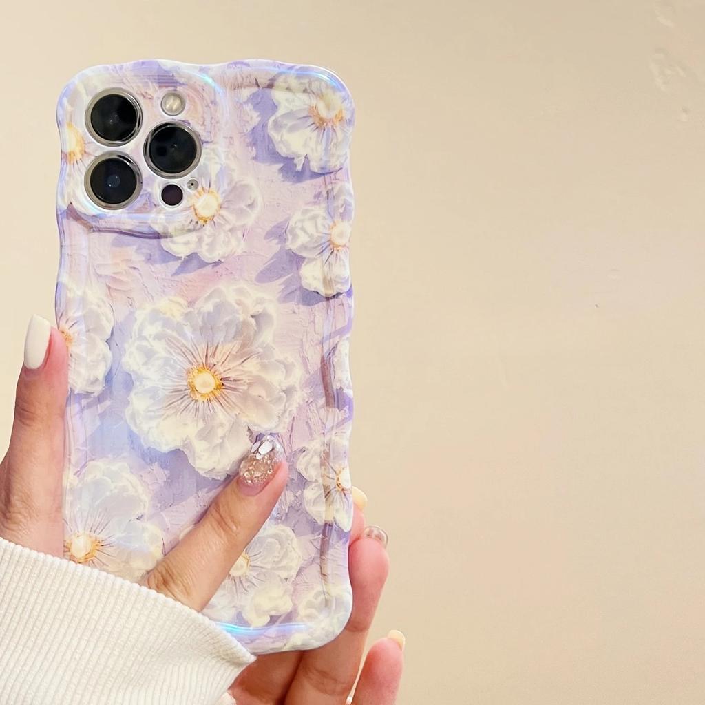 Luxury Laser Flowers Glitter iPhone Case For iPhone 11 12 13 15 16 Pro Max 14 Plus Fashion Soft Silicone Shockproof Bumper Cover