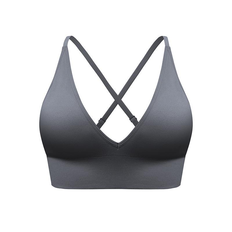 Women Cross Back Thin Strap Shockproof Sports Yoga Bra For Gym Fitness Training