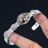 Natural Turritella Agate Gemstone Bangle Adjustable 925 Sterling Silver Jewelry