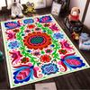 Colorful Floral Pattern Carpet with Bohemian Mandala Design,  Area Rug. Suitable for Use As an Anti-slip for Living Room Bedroom Sofas