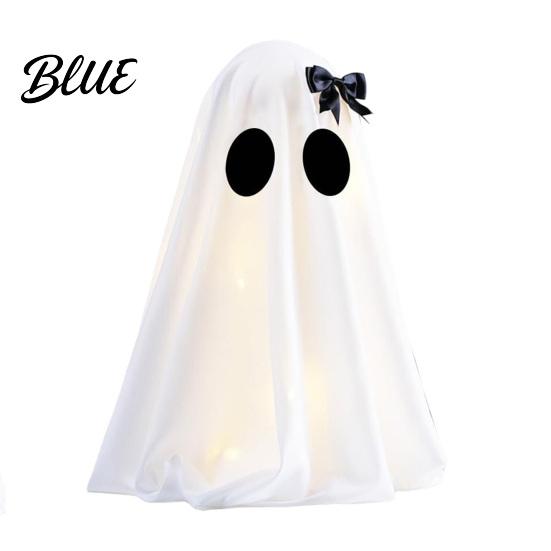 Spooky Halloween Decor Ghost Decoration Light-Up with Witch Hat/Bow Figure Standing for Porch Yard Outdoor Eye-catching