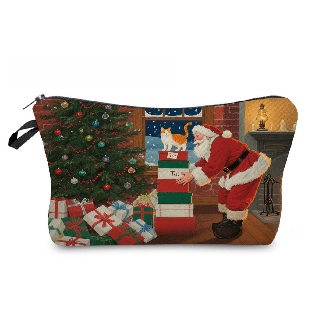 Women Santa Claus Print Cosmetic Bag Toiletries Organize Travel Storage Case 6866 KTB