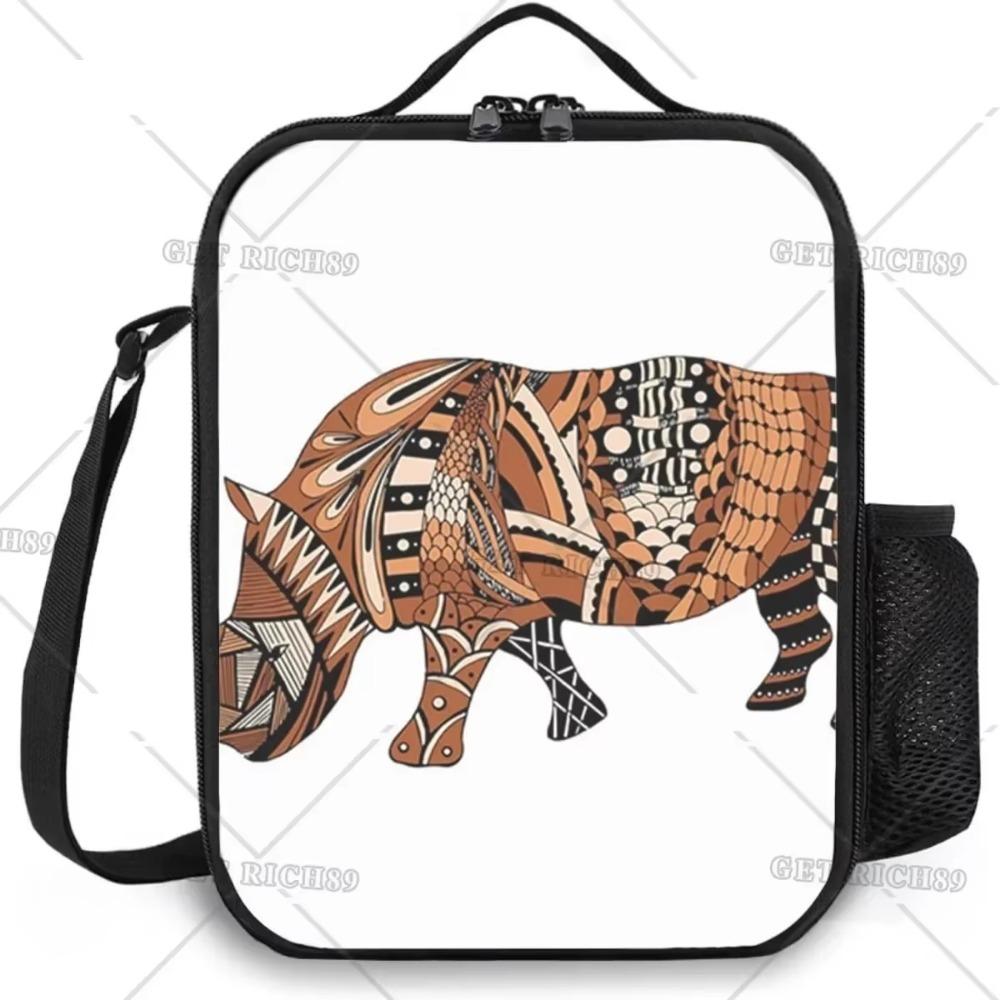 Folkloric Themed Bohemian Ornaments Animal Insulated Lunch Bag for Women/Men Reusable Lunch Box for Office Work Picnic School