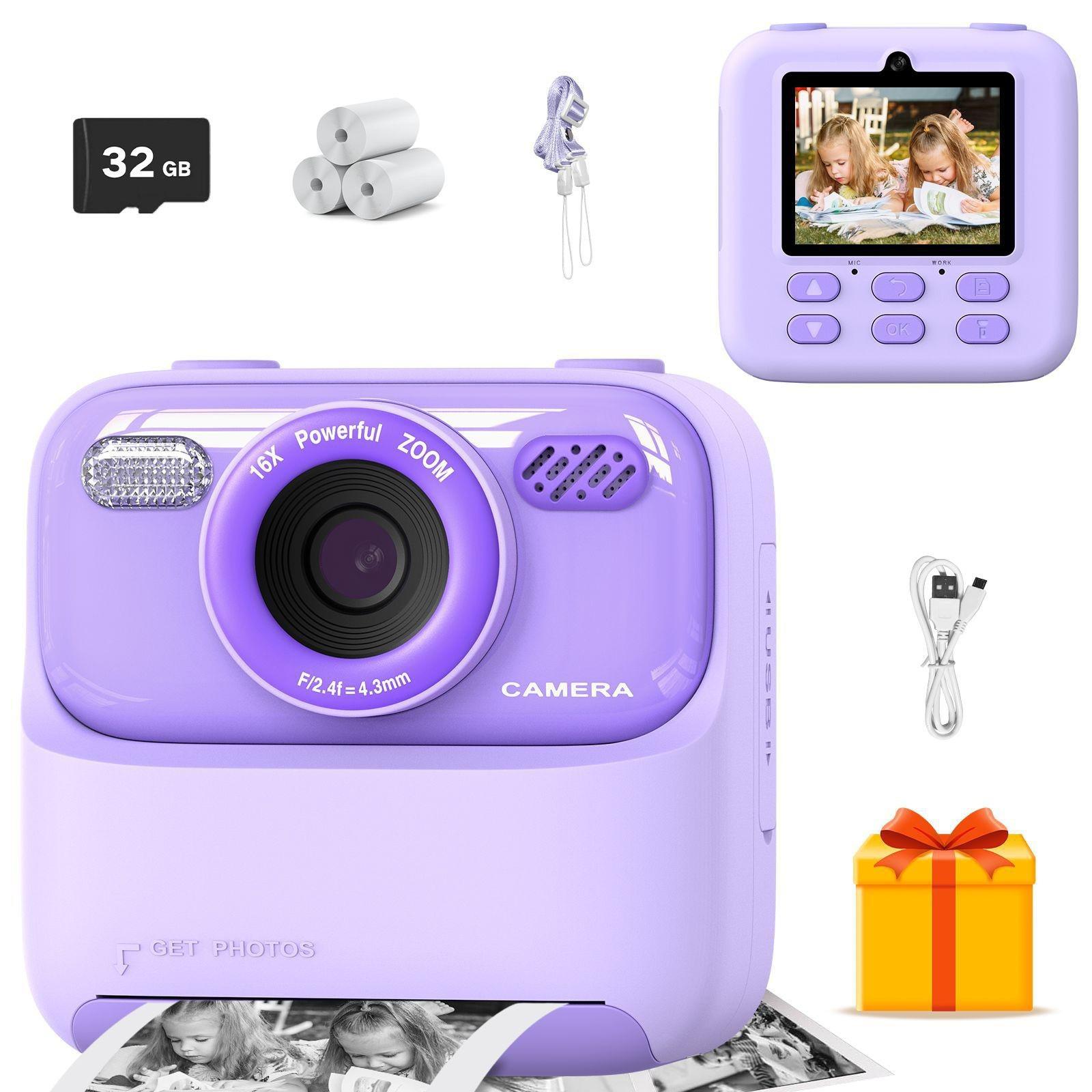Instant Print Kids Mini Digital Camera with Video Recording