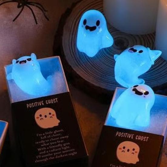36Pcs Miniature Ghost Figurines Glow in The Dark Mini Ghost Figures with Box Positive Ghost Miniatures for Halloween Party Favors DIY Projects