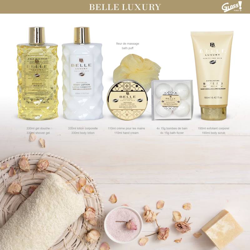Coffret de bain panier au parfum délicat vanille tilleul - 9pcs