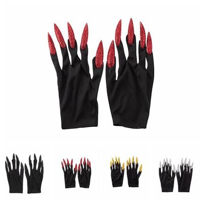 Lange Nägel Geisterklauen Handschuhe Stoff Halloween Handschuhe Gruselige Geisterhandschuhe Party