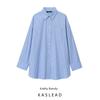 Kaslead New Women Clothes Western Style Long Sleeve Stripe Loose Poplin Shirts 0975111 073