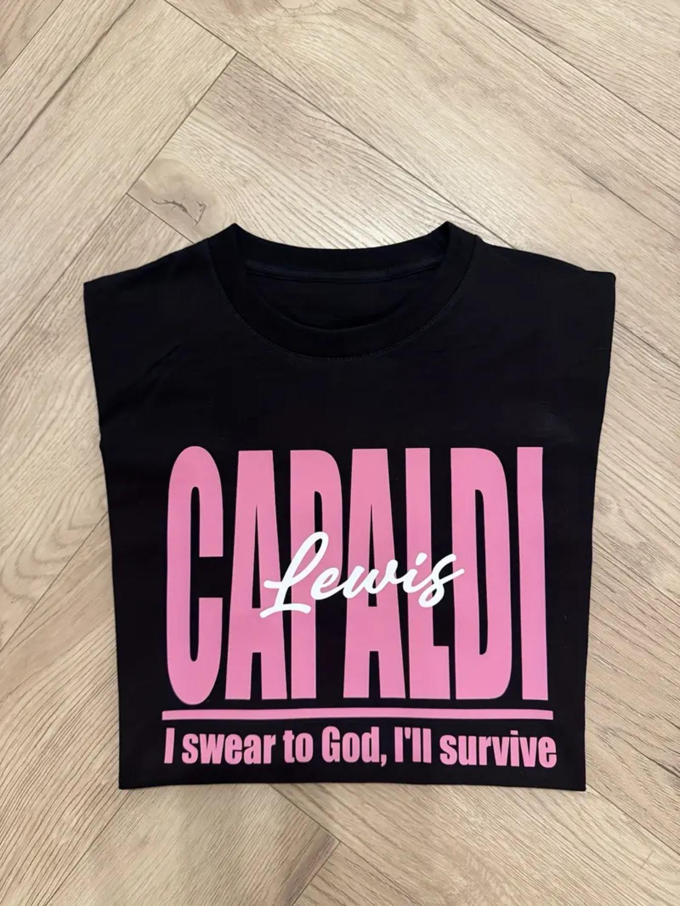 Cabidi Survival Lyrics& Autographed T-Shirt- Black Fan T-shirt with Pink Lyric Print XL