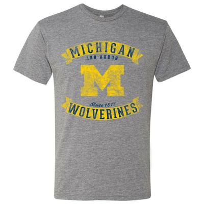 Michigan Wolverines Vintage Banners Triblend Unisex T-Shirt Premium Heather