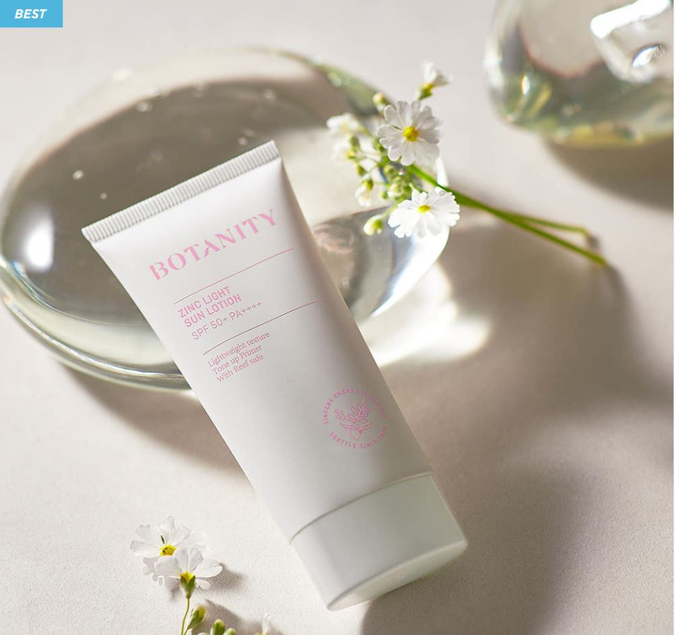 Botanity Zinc Light Sun Lotion SPF50+ PA++++ — Mineral Non-Sticky Zinc-Light Tone-Up Sunscreen 50 ml