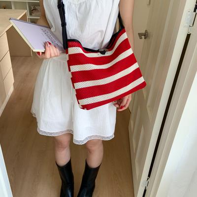 New Woven Striped Large-capacity Lazy Portable Underarm Bag Shoulder Bag Fashion Casual Tote Bag