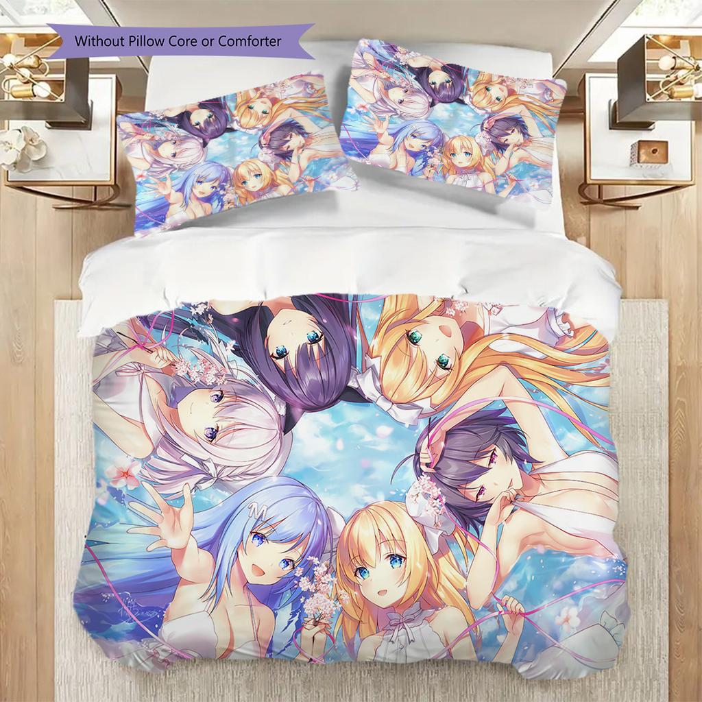 Fantasy Anime Characters White Threepiece Set 1 Duvet Cover 2 Pillowcase Without Core Bedding Set Soft And Comfortable
