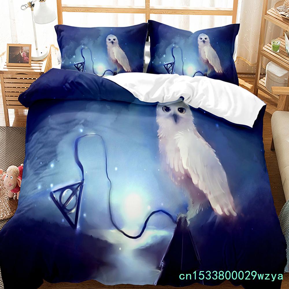 Owl Duvet Cover Set Cute Bird Polyester Comforter Cover For Boys Girls Kids Bedding Set King Size Quilt Cover With Pillowcase