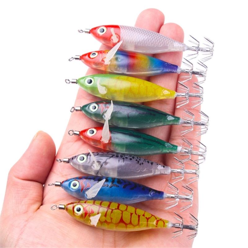8Pcs Fishing Baits Set for Freshwater and Saltwater Fishing Enthusiasts Multicolor Shrimp Cuttlefish Jig Hook Lures