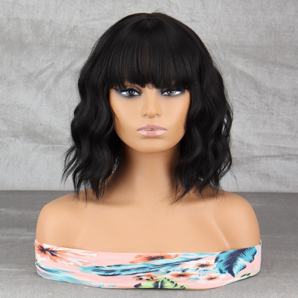 LISI HAIR Perucă Bob Scurt Ondulat pentru Femei, cu Breton, Fibră Sintetică, Cosplay, Purtare Zilnică, Perucă Scurtă Ondulată pentru Femei