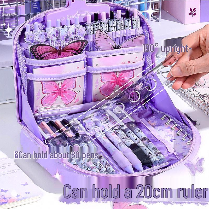 12-Layer Cute Cartoon Pencil Case for Girls - Perfect for Elementary and Junior High Students
