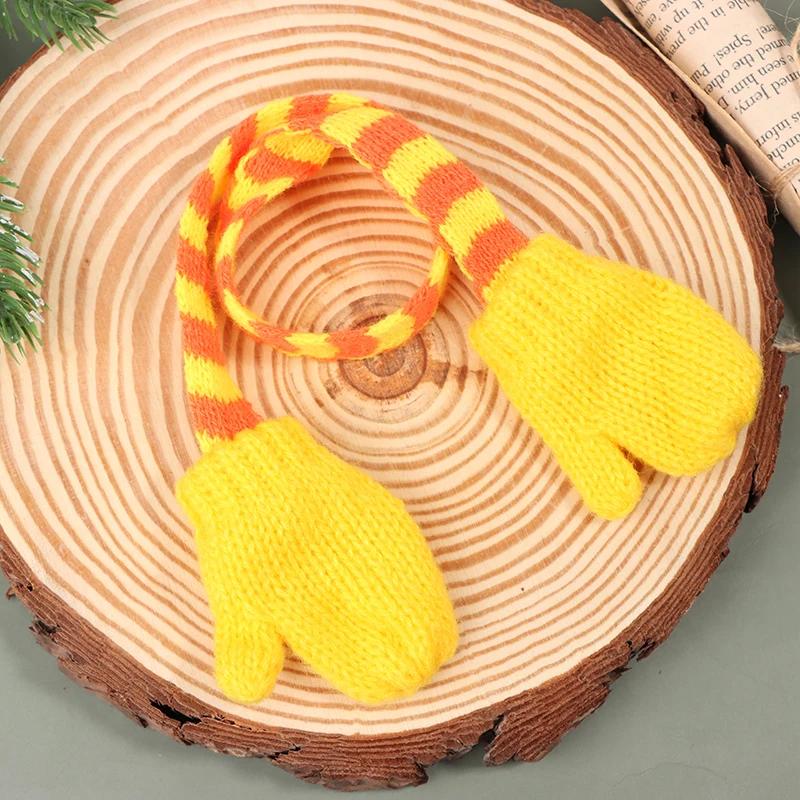 1/12 Dollhouse Handmade Mini Knitting Scarf Gloves Designed For Dolls Xmas Clothes Gown UP DIY Dollhouse Xmas Scene Decor