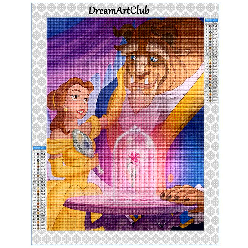 Diamond Mosaic Beauty and The Beast Painting Picture Rhinestones AB Drill Princess Embroidery Cross Stitch Wall Decor