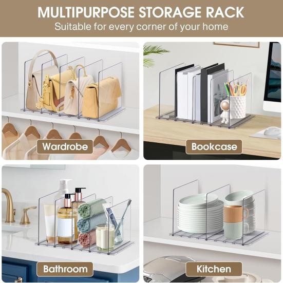 1/2Pcs Purse Organizer Easy Assembly Adjustable Transparent Design Plastic Clutch Dividers Handbag