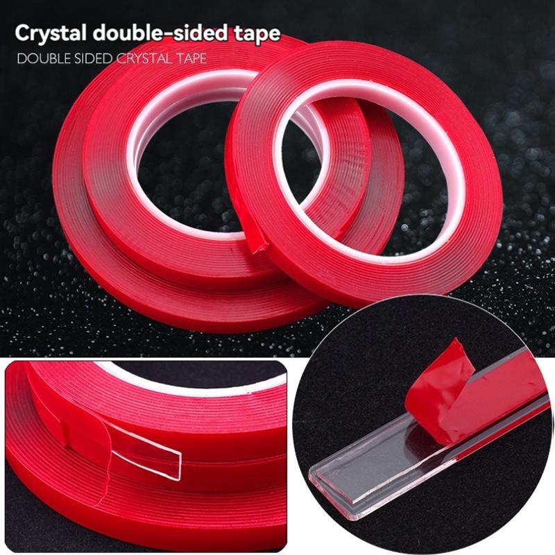 2 pièces Film Rouge Transparent Ultra Fin Ruban Adhésif Double Face Résistant aux Hautes Températures Sans Marques Imperméable Adhérence Forte Adhés